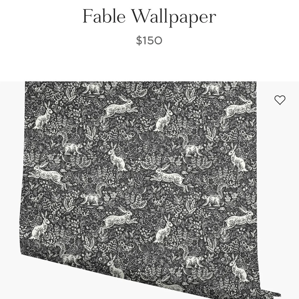 Rifle Paper Co. Fable print in Black and White Wallpaper